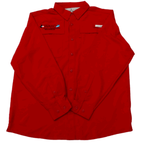 Red Long-Sleeve Wahoo Fishing Shirt