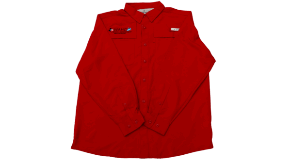 Red Long-Sleeve Wahoo Fishing Shirt