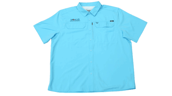 Blue Short-Sleeve Wahoo Fishing Shirt