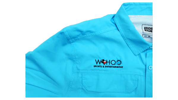 Blue Short-Sleeve Wahoo Fishing Shirt - Image 3